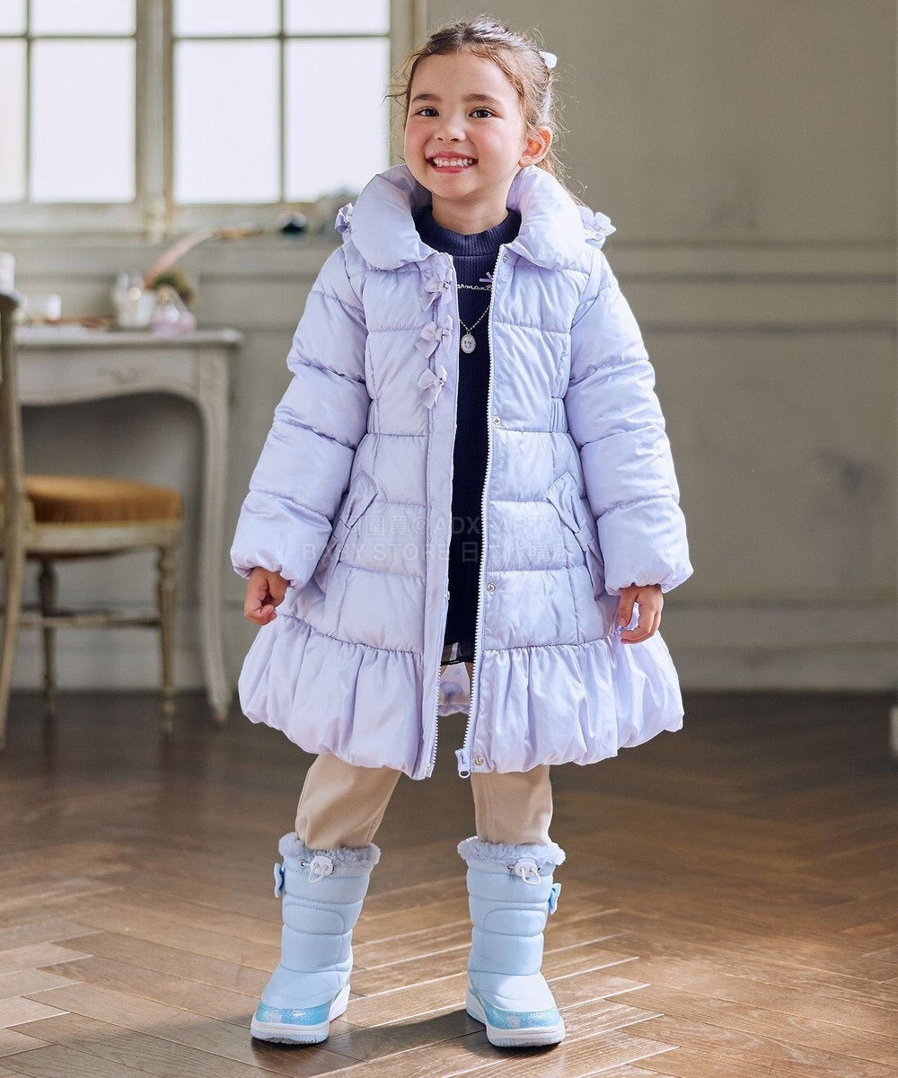 日本童裝 aF#a325 蝴蝶結夾棉泡泡長外套 110-160cm 女童款 冬季 (適合寒冷天氣、溫度低天氣及落雪）OUTERWEAR