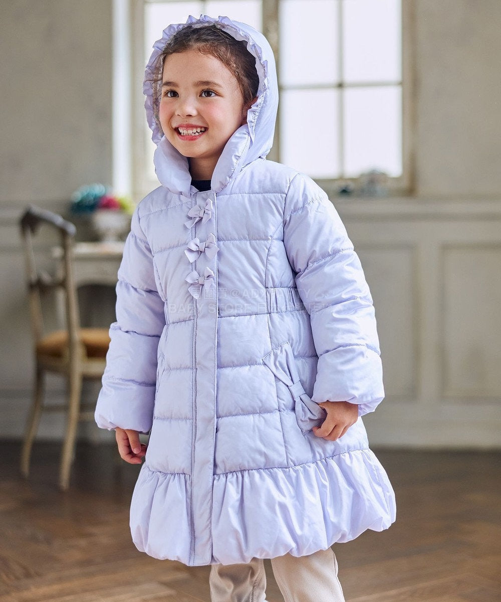 日本童裝 aF#a325 蝴蝶結夾棉泡泡長外套 110-160cm 女童款 冬季 (適合寒冷天氣、溫度低天氣及落雪）OUTERWEAR