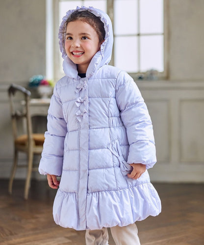 日本童裝 aF#a325 蝴蝶結夾棉泡泡長外套 110-160cm 女童款 冬季 (適合寒冷天氣、溫度低天氣及落雪）OUTERWEAR