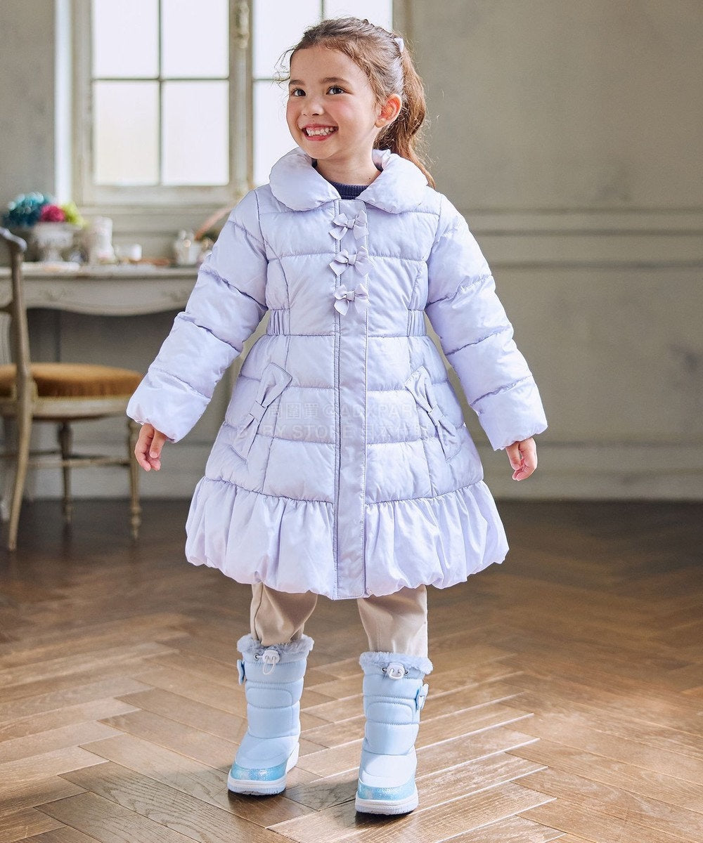 日本童裝 aF#a325 蝴蝶結夾棉泡泡長外套 110-160cm 女童款 冬季 (適合寒冷天氣、溫度低天氣及落雪）OUTERWEAR