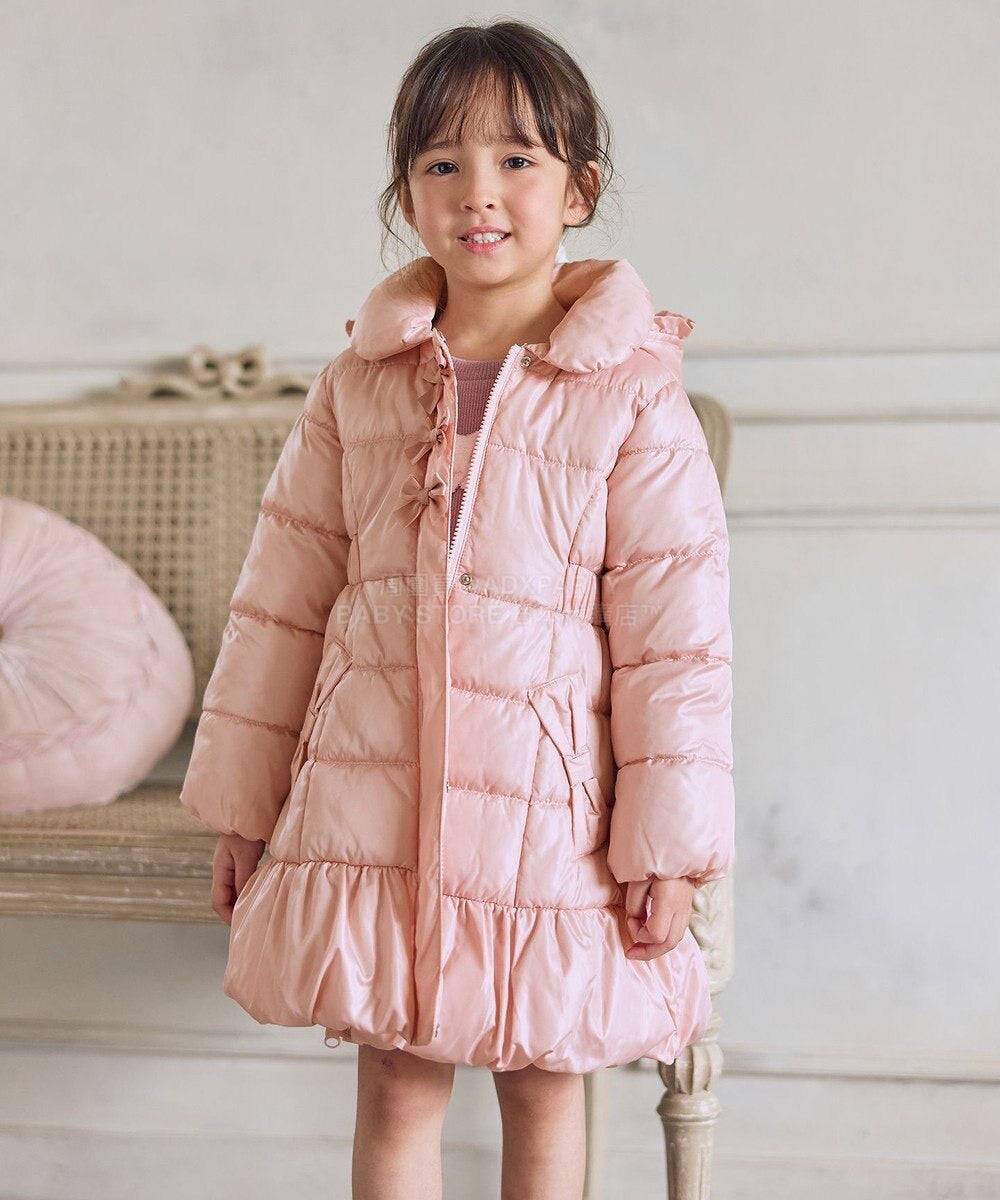 日本童裝 aF#a325 蝴蝶結夾棉泡泡長外套 110-160cm 女童款 冬季 (適合寒冷天氣、溫度低天氣及落雪）OUTERWEAR