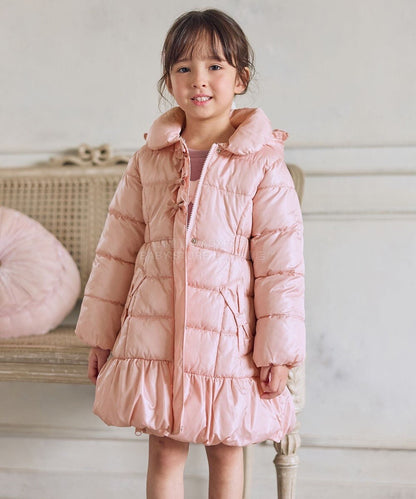 日本童裝 aF#a325 蝴蝶結夾棉泡泡長外套 110-160cm 女童款 冬季 (適合寒冷天氣、溫度低天氣及落雪）OUTERWEAR