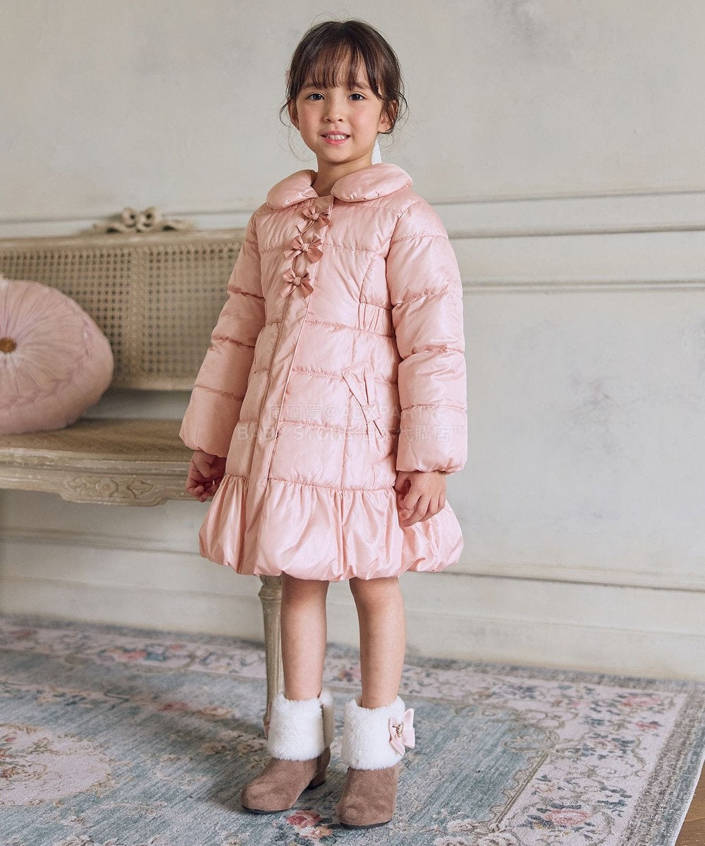 日本童裝 aF#a325 蝴蝶結夾棉泡泡長外套 110-160cm 女童款 冬季 (適合寒冷天氣、溫度低天氣及落雪）OUTERWEAR