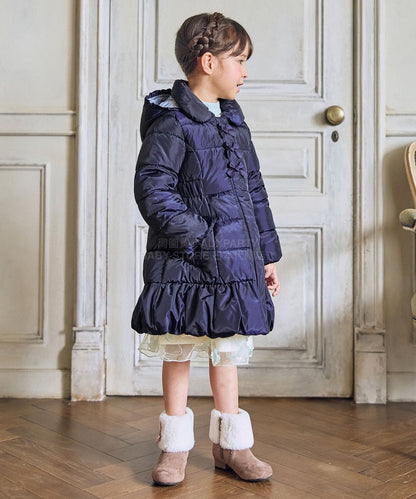 日本童裝 aF#a325 蝴蝶結夾棉泡泡長外套 110-160cm 女童款 冬季 (適合寒冷天氣、溫度低天氣及落雪）OUTERWEAR