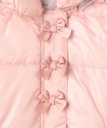 日本童裝 aF#a325 蝴蝶結夾棉泡泡長外套 110-160cm 女童款 冬季 (適合寒冷天氣、溫度低天氣及落雪）OUTERWEAR