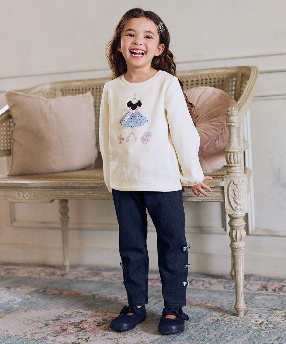 日本童裝 aF#a325 蝴蝶結抓毛長褲 90-150cm 女童款 冬季 PANTS