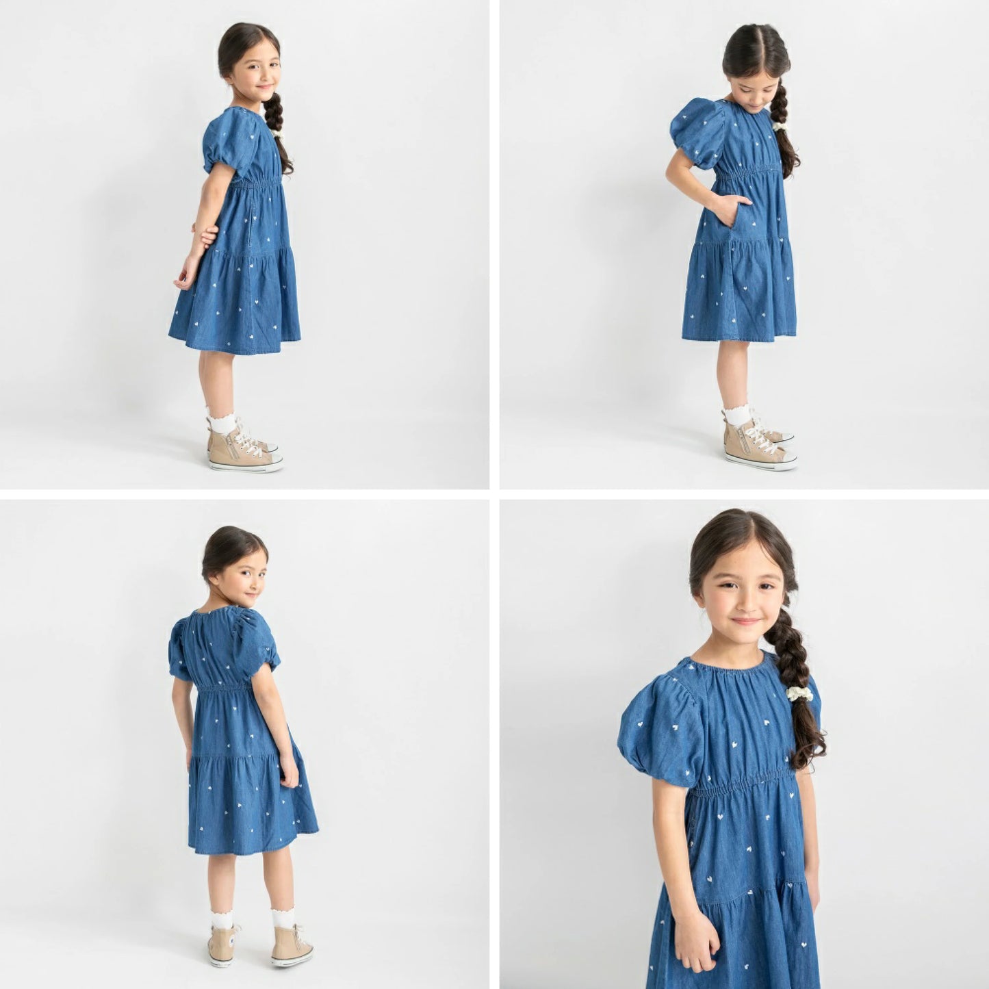 日本童裝 Branshes 輕盈愛心刺繡牛仔裙 80-150cm 女童款 夏季 DRESSES