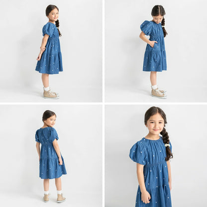 日本童裝 Branshes 輕盈愛心刺繡牛仔裙 80-150cm 女童款 夏季 DRESSES