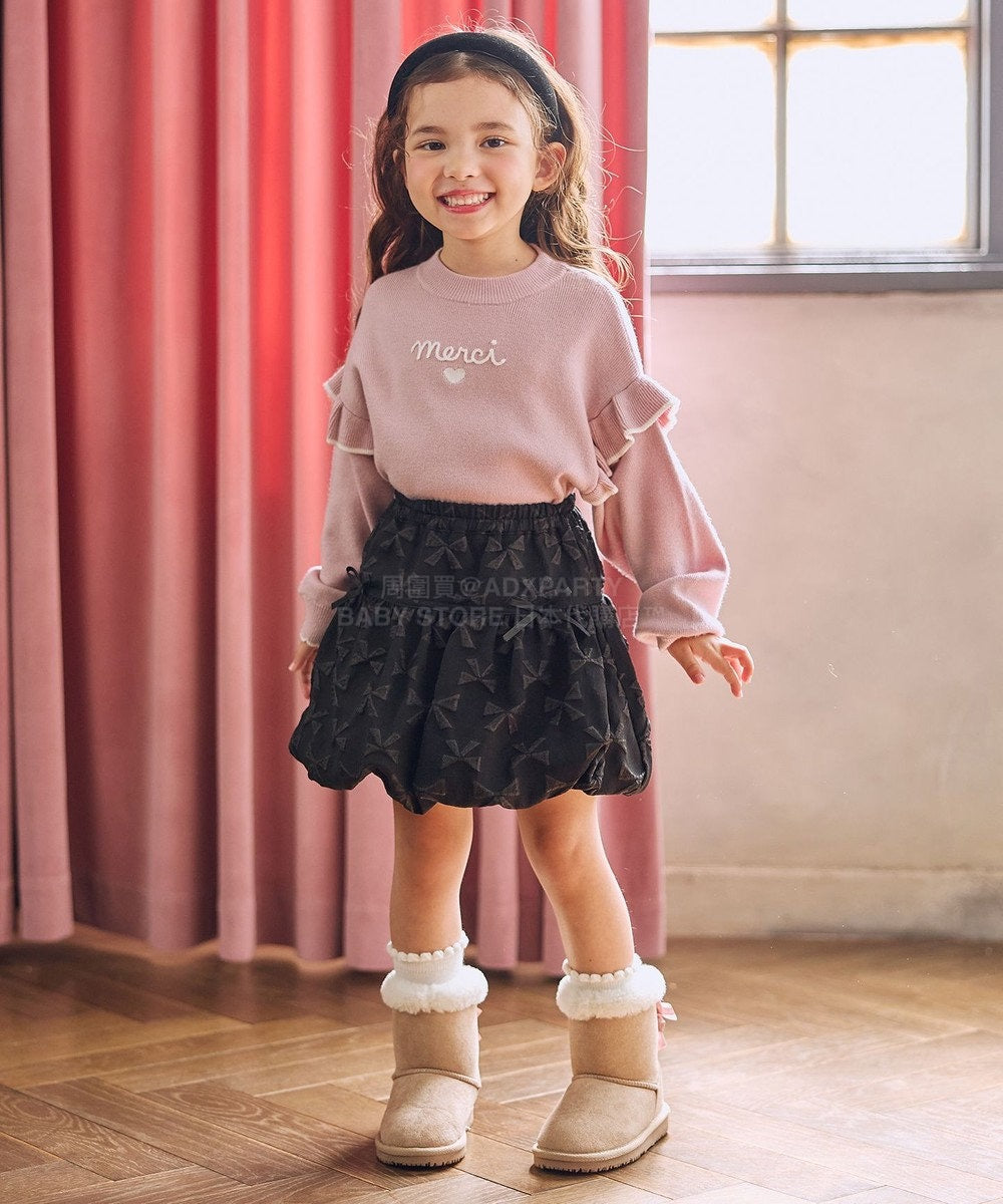 日本童裝 aF#a325 肩部荷葉邊針織毛衣 110-160cm 女童款 冬季 TOPS