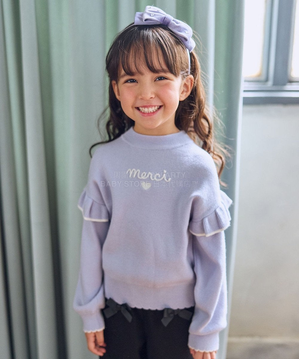 日本童裝 aF#a325 肩部荷葉邊針織毛衣 110-160cm 女童款 冬季 TOPS
