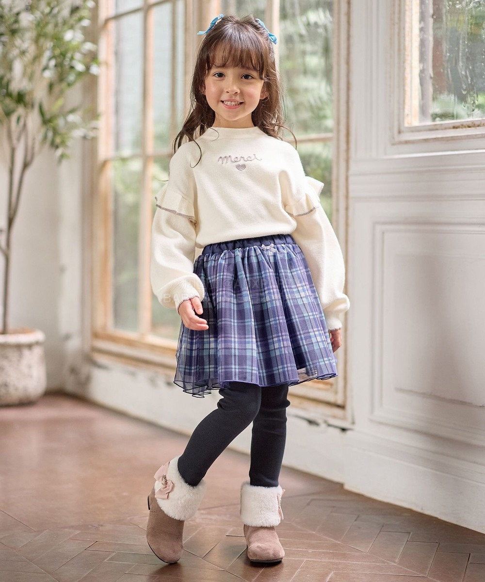 日本童裝 aF#a325 肩部荷葉邊針織毛衣 110-160cm 女童款 冬季 TOPS