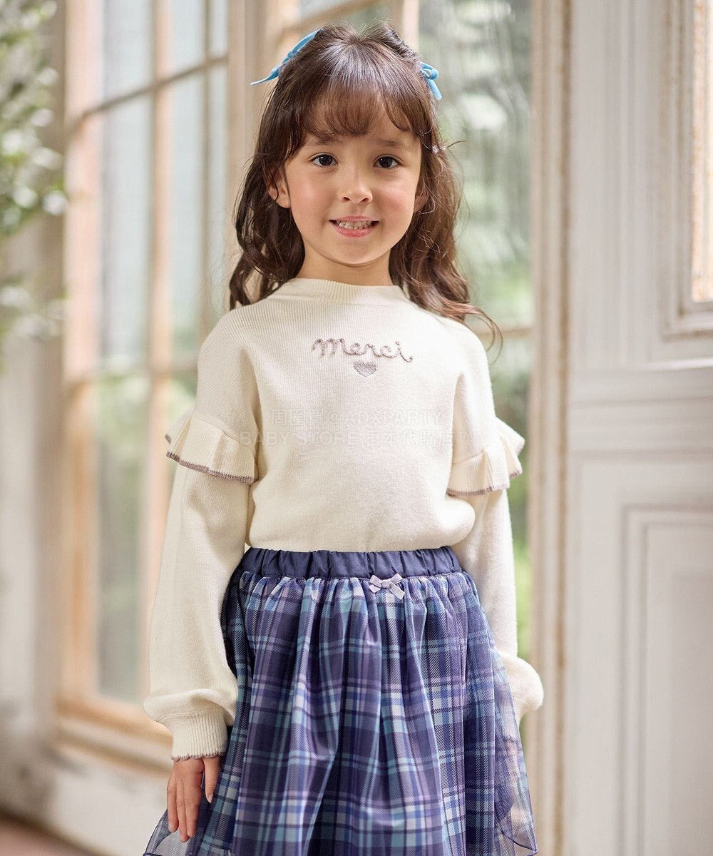 日本童裝 aF#a325 肩部荷葉邊針織毛衣 110-160cm 女童款 冬季 TOPS