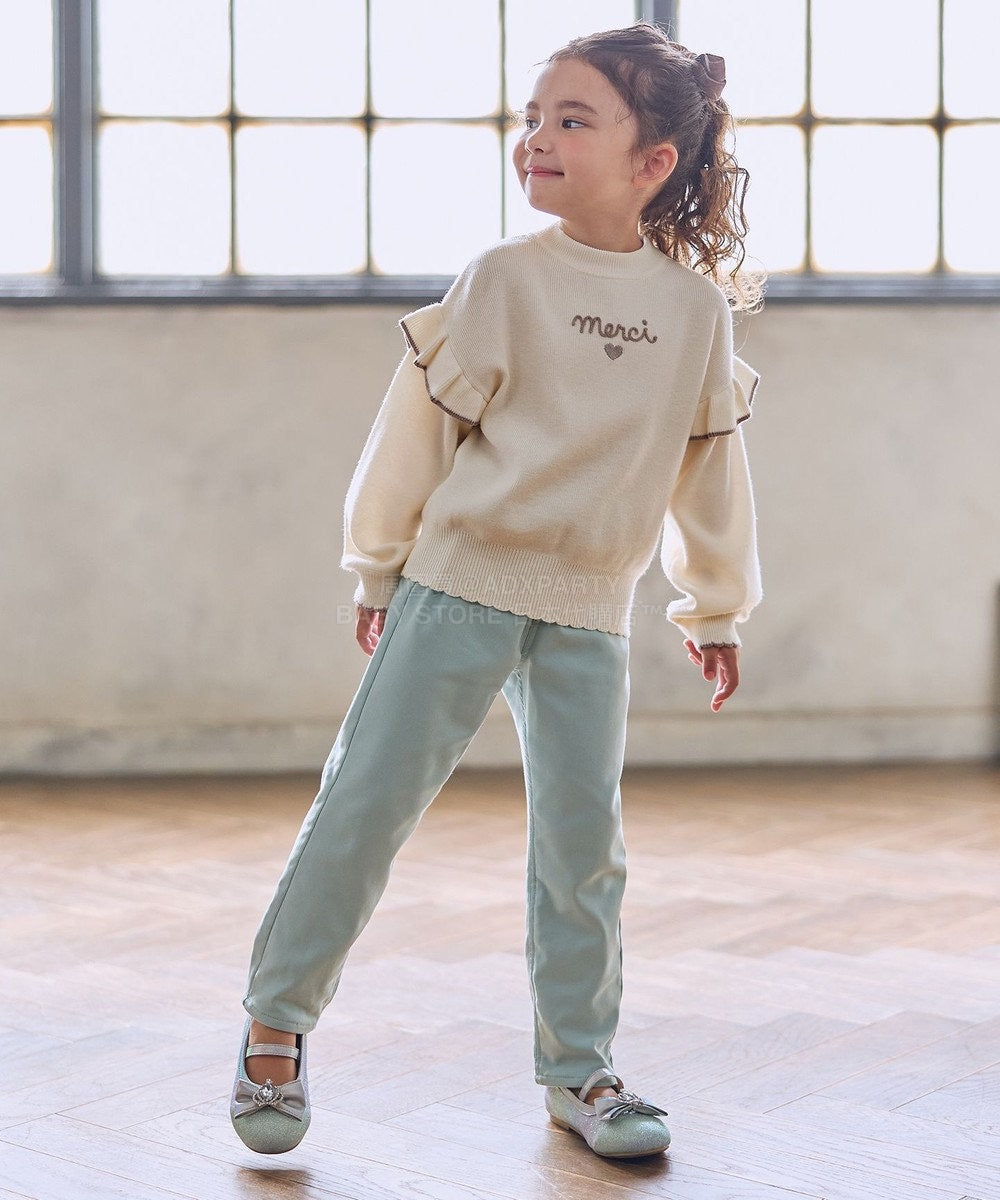 日本童裝 aF#a325 肩部荷葉邊針織毛衣 110-160cm 女童款 冬季 TOPS