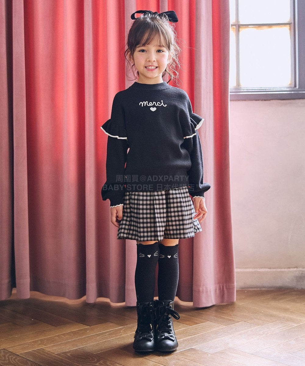 日本童裝 aF#a325 肩部荷葉邊針織毛衣 110-160cm 女童款 冬季 TOPS