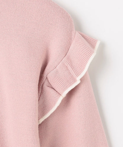 日本童裝 aF#a325 肩部荷葉邊針織毛衣 110-160cm 女童款 冬季 TOPS