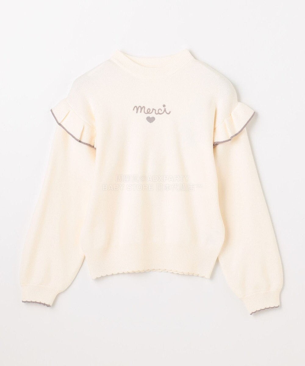 日本童裝 aF#a325 肩部荷葉邊針織毛衣 110-160cm 女童款 冬季 TOPS