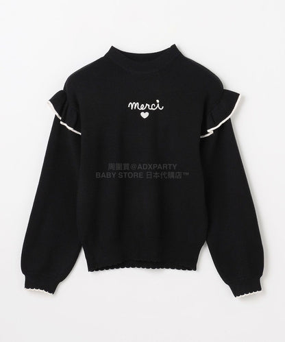 日本童裝 aF#a325 肩部荷葉邊針織毛衣 110-160cm 女童款 冬季 TOPS