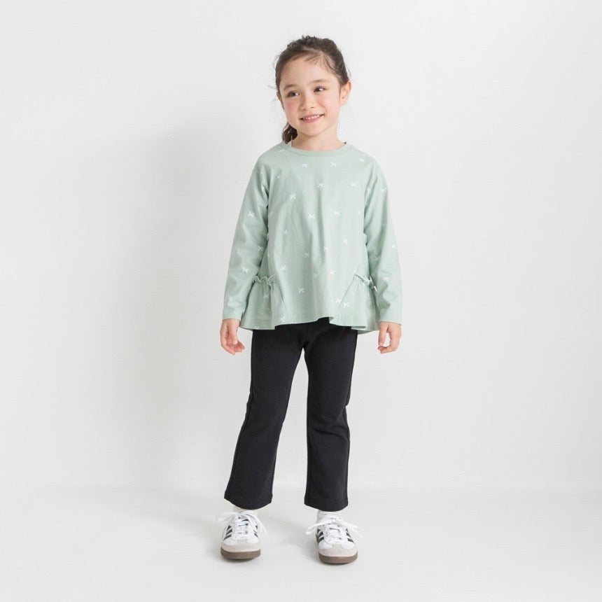 日本童裝 Branshes 蝴蝶結花邊長袖上衣 80-130cm 女童款 春季 TOPS