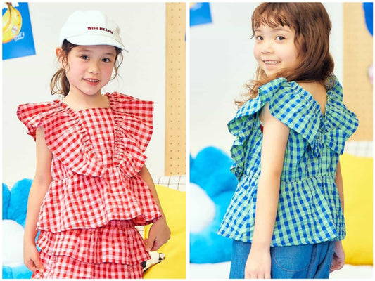 日本童裝 apres les cours 後背荷葉邊上衣 80-140cm 女童款 夏季 TOPS