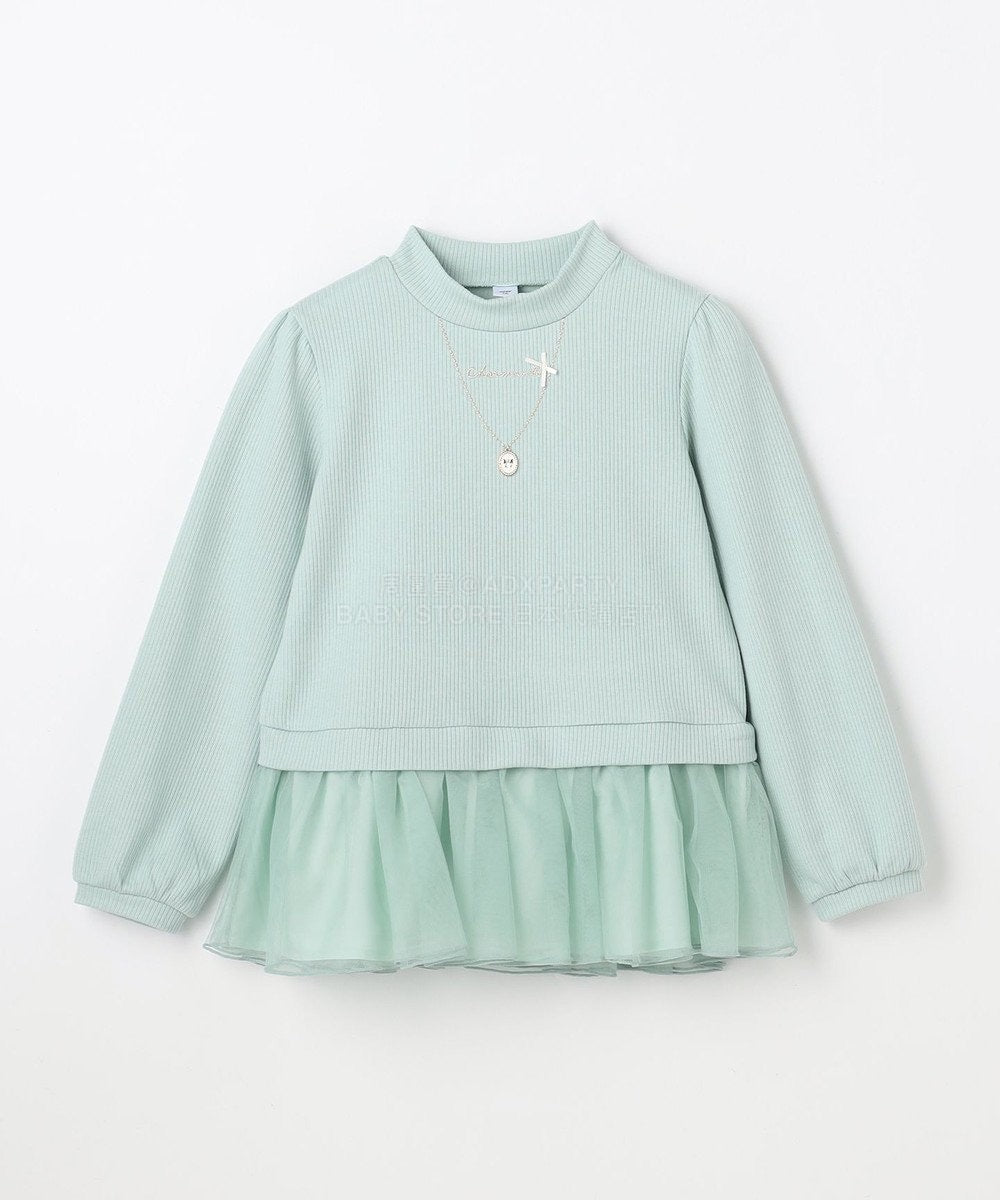 日本童裝 aF#a325 抓毛項鏈拼紗上衣 110-160cm 女童款 冬季 TOPS