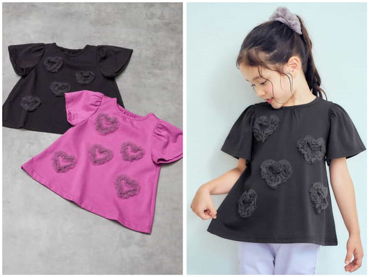 日本童裝 apres les cours 心型絲帶薄紗上衣 80-140cm 女童款 夏季 TOPS