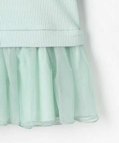 日本童裝 aF#a325 抓毛項鏈拼紗上衣 110-160cm 女童款 冬季 TOPS