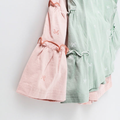 日本童裝 Branshes 蝴蝶結花邊長袖上衣 80-130cm 女童款 春季 TOPS