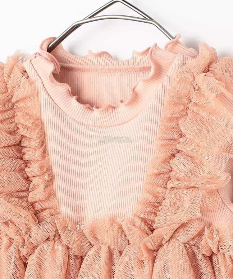 日本童裝 p.premier 圓點薄紗荷葉邊連衣 70-80cm 女童款 初生嬰兒 秋季 Jumpsuit