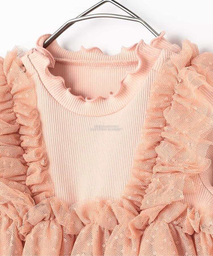 日本童裝 p.premier 圓點薄紗荷葉邊連衣 70-80cm 女童款 初生嬰兒 秋季 Jumpsuit