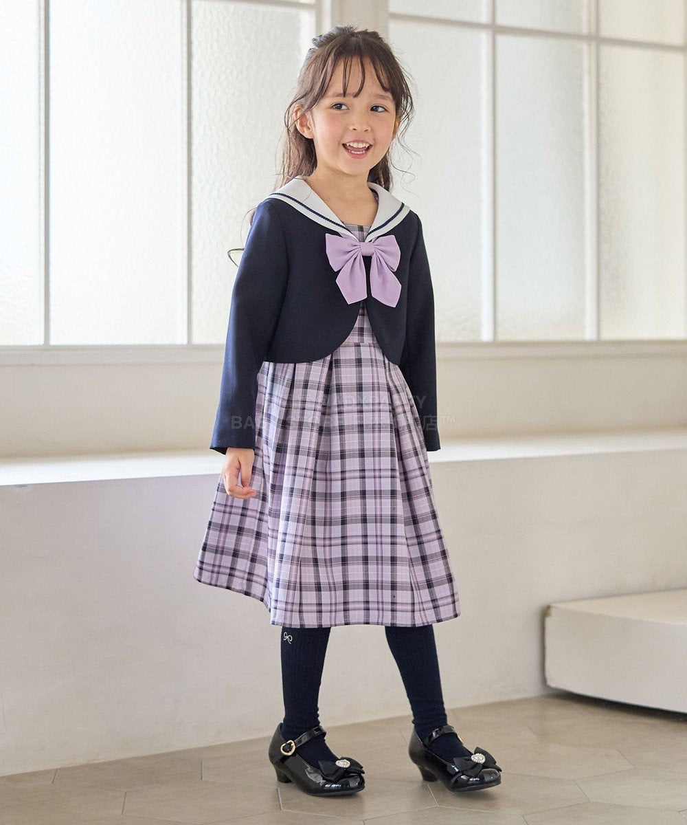 日本童裝 aF#a325 學院風外套+格子連身裙 110-130cm 女童款 冬季 OUTERWEAR  DRESSES 面試/宴會/表演