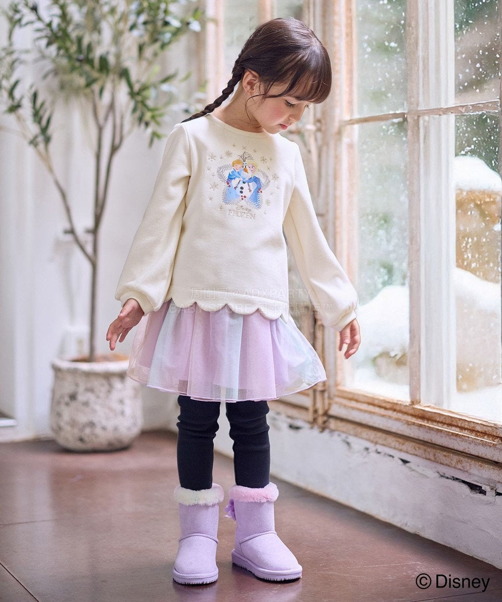 日本童裝 aF#a325 x Disney 抓毛花邊上衣 90-140cm 女童款 冬季 TOPS