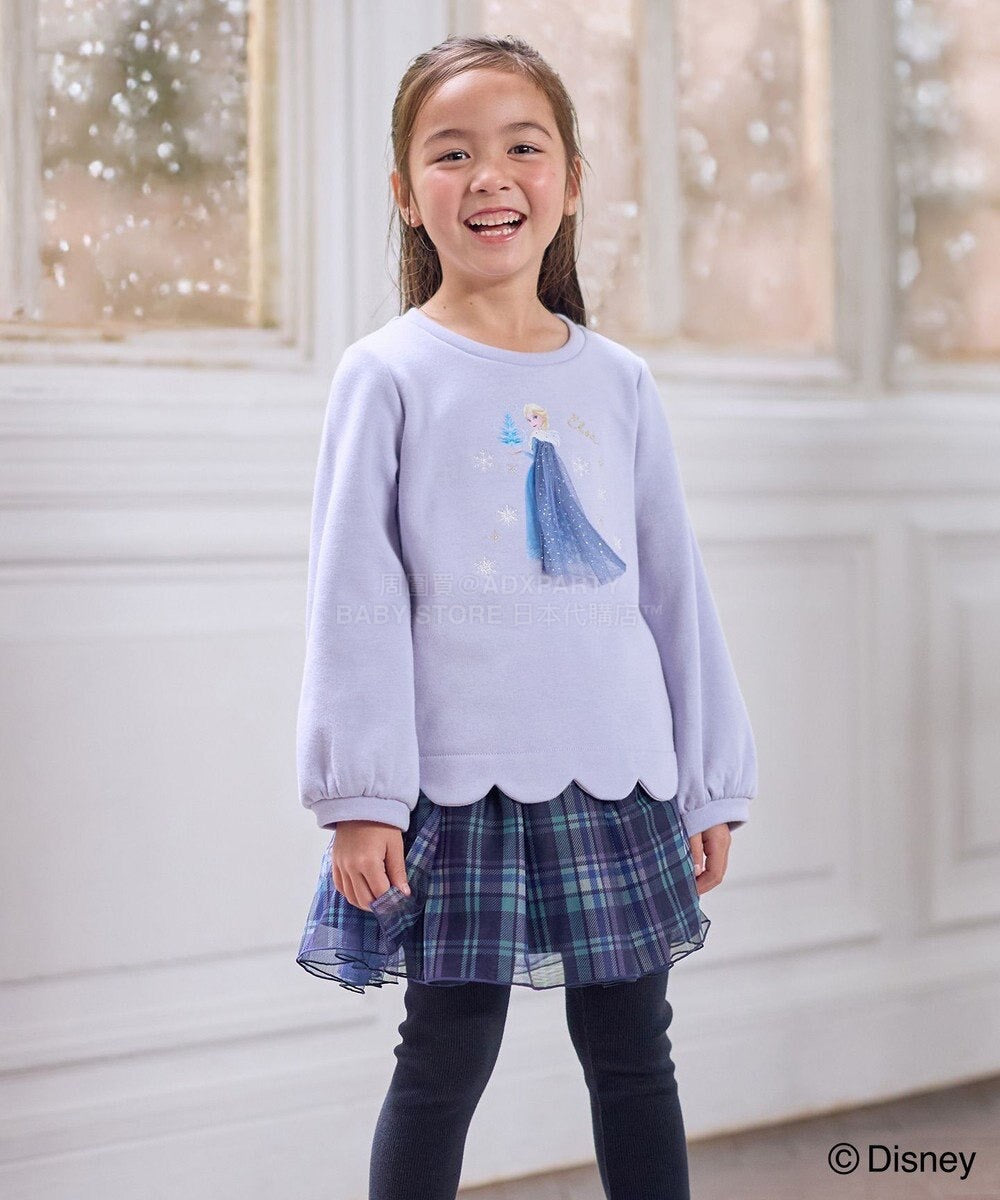 日本童裝 aF#a325 x Disney 抓毛花邊上衣 90-140cm 女童款 冬季 TOPS