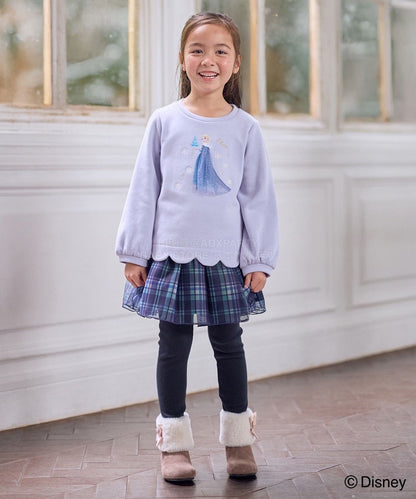 日本童裝 aF#a325 x Disney 抓毛花邊上衣 90-140cm 女童款 冬季 TOPS