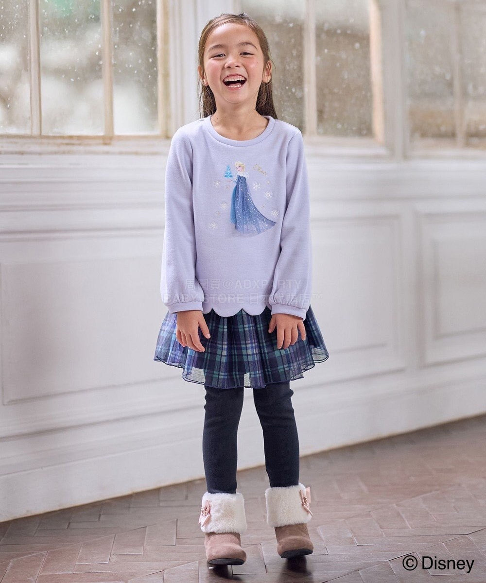 日本童裝 aF#a325 x Disney 抓毛花邊上衣 90-140cm 女童款 冬季 TOPS