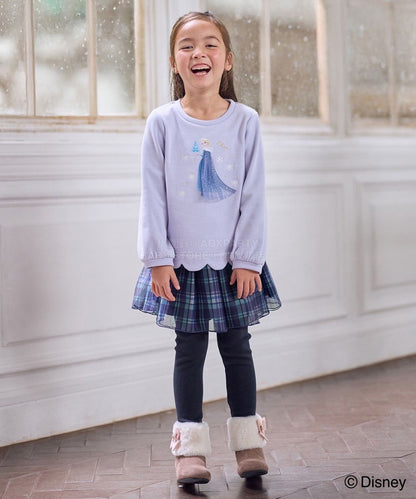 日本童裝 aF#a325 x Disney 抓毛花邊上衣 90-140cm 女童款 冬季 TOPS