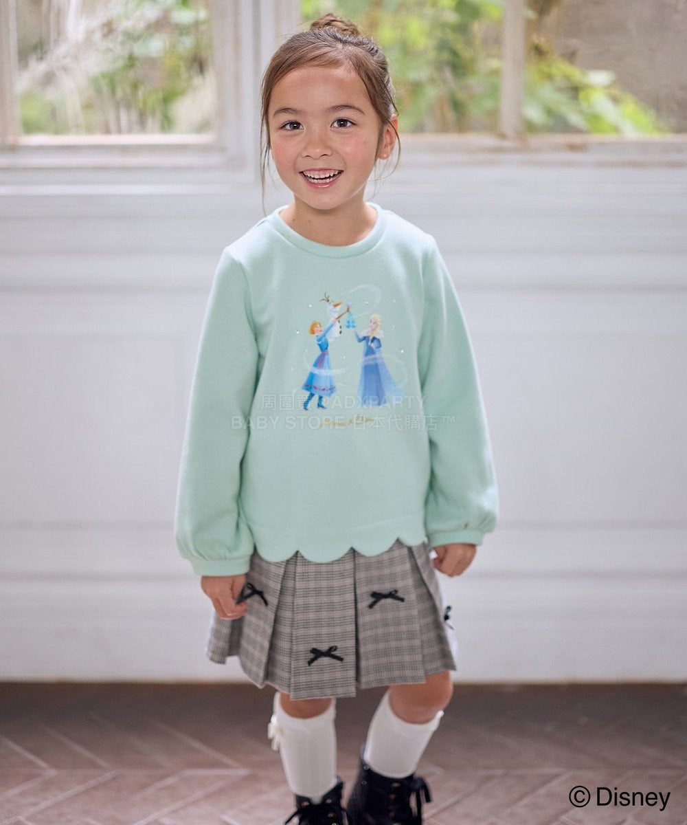 日本童裝 aF#a325 x Disney 抓毛花邊上衣 90-140cm 女童款 冬季 TOPS