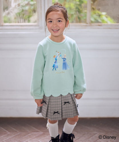 日本童裝 aF#a325 x Disney 抓毛花邊上衣 90-140cm 女童款 冬季 TOPS