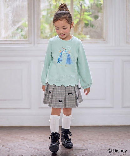 日本童裝 aF#a325 x Disney 抓毛花邊上衣 90-140cm 女童款 冬季 TOPS