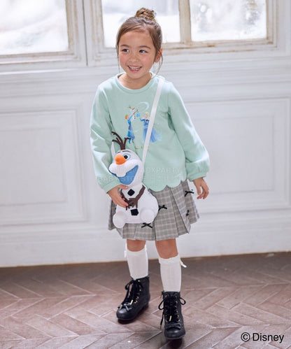 日本童裝 aF#a325 x Disney 抓毛花邊上衣 90-140cm 女童款 冬季 TOPS