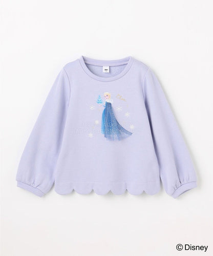 日本童裝 aF#a325 x Disney 抓毛花邊上衣 90-140cm 女童款 冬季 TOPS