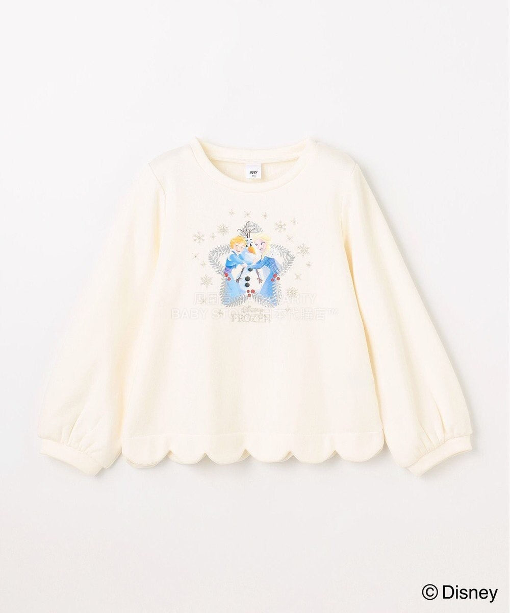 日本童裝 aF#a325 x Disney 抓毛花邊上衣 90-140cm 女童款 冬季 TOPS