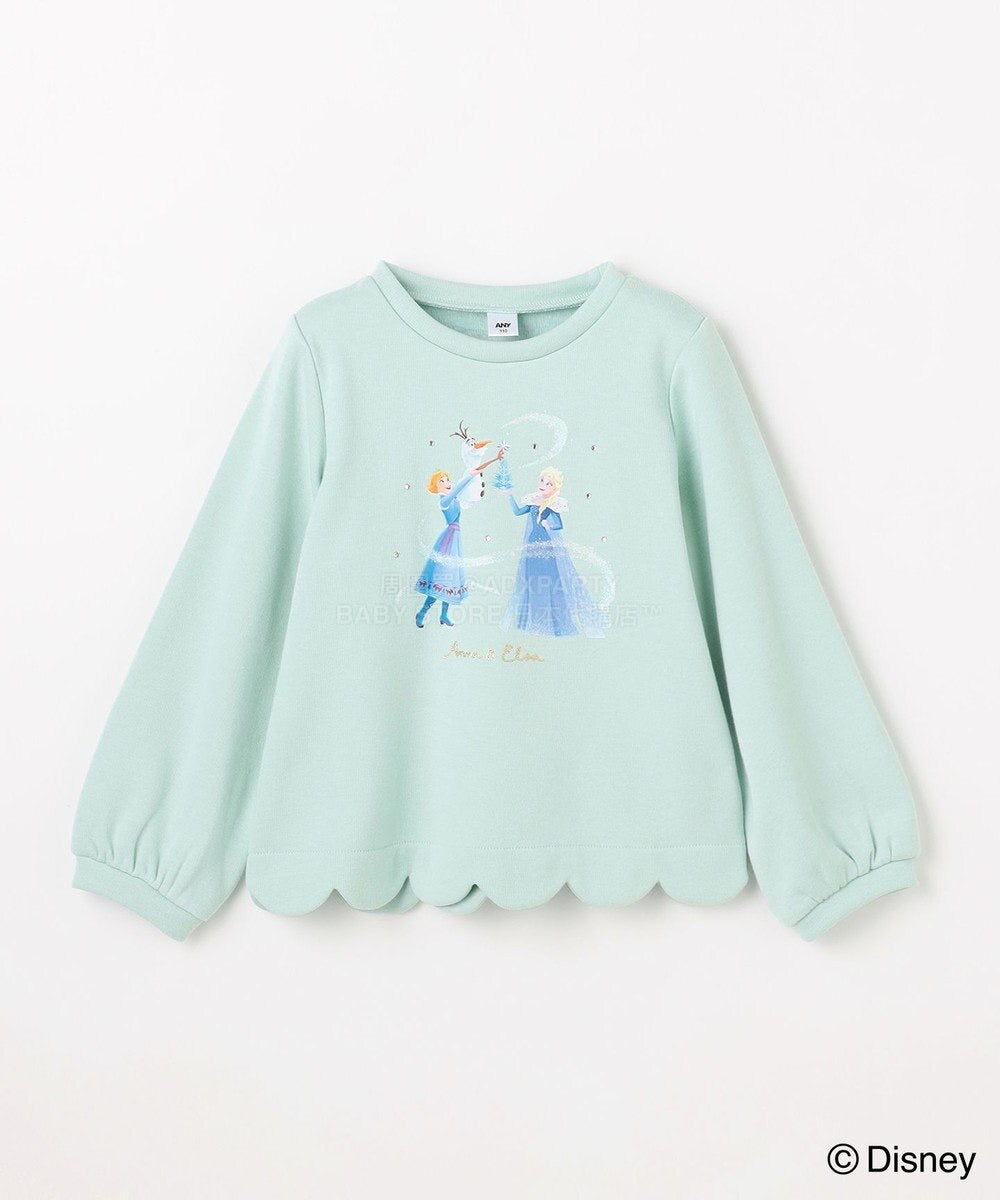 日本童裝 aF#a325 x Disney 抓毛花邊上衣 90-140cm 女童款 冬季 TOPS