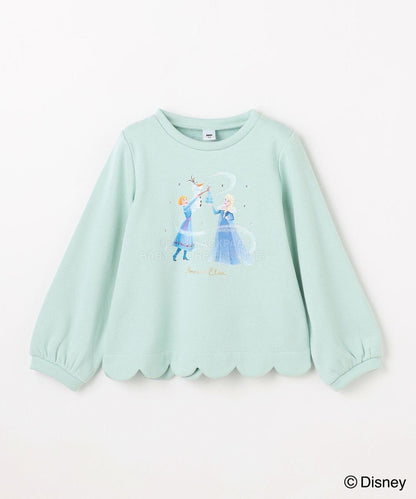 日本童裝 aF#a325 x Disney 抓毛花邊上衣 90-140cm 女童款 冬季 TOPS