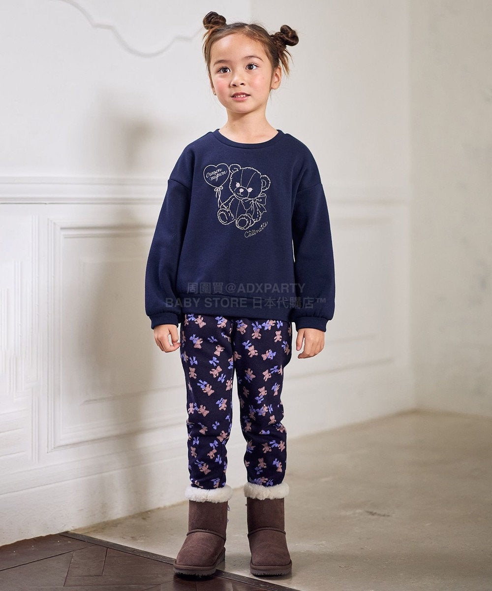 日本童裝 aF#a325 抓毛全圖案長褲 90-140cm 女童款 秋季 PANTS