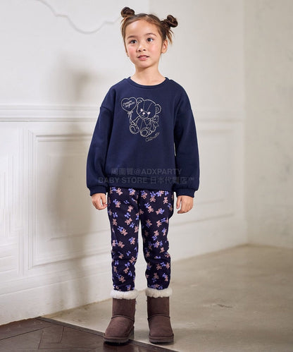 日本童裝 aF#a325 抓毛全圖案長褲 90-140cm 女童款 秋季 PANTS