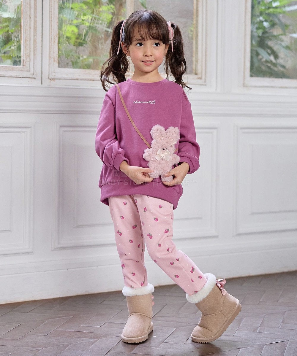 日本童裝 aF#a325 抓毛全圖案長褲 90-140cm 女童款 秋季 PANTS