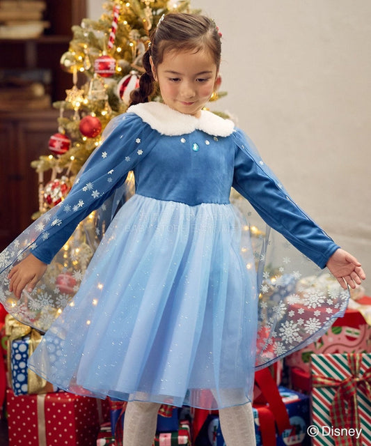日本童裝 aF#a325 x Disney Frozen Elsa公主連身裙 90-140cm 女童款 冬季 DRESSES