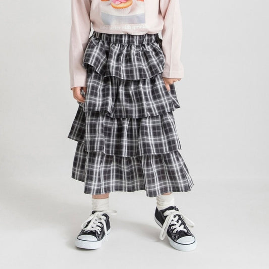 日本童裝 Branshes 格紋多層半裙 90-150cm 女童款 春季 SKIRTS