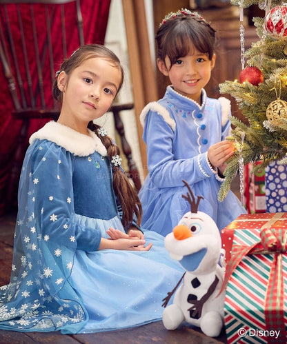 日本童裝 aF#a325 x Disney Frozen Elsa公主連身裙 90-140cm 女童款 冬季 DRESSES