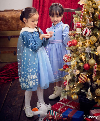 日本童裝 aF#a325 x Disney Frozen Elsa公主連身裙 90-140cm 女童款 冬季 DRESSES